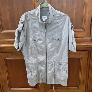 LOFT Ann Taylor Factory Cupro Short Sleeve Cargo Utility Jacket